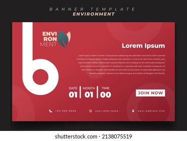 Poster template in portrait with red background for environment design