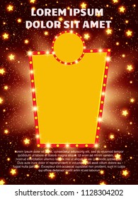 Poster Template with retro banner. Design for presentation, concert, show. Vector illustration