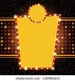 Poster Template with retro banner. Design for presentation, concert, show. Vector illustration