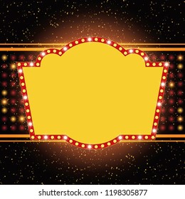 Poster Template with retro banner. Design for presentation, concert, show. Vector illustration