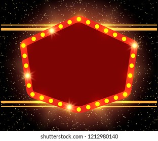 Poster Template with retro banner. Design for presentation, concert, show. Vector illustration