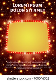 Poster Template with retro banner.  Design for presentation, concert, show. Vector illustration
