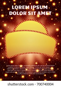 Poster Template with retro banner.  Design for presentation, concert, show. Vector illustration