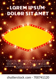 Poster Template with retro banner.  Design for presentation, concert, show. Vector illustration