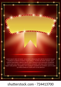Poster Template with retro banner.  Design for presentation, concert, show. Vector illustration