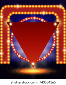 Poster Template with retro banner. Design for presentation, concert, show. Vector illustration