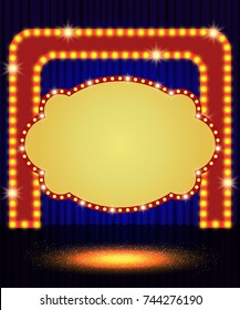  Poster Template with retro banner.  Design for presentation, concert, show. Vector illustration