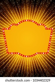 Poster Template with retro casino banner.  Design for presentation, concert, show. Vector illustration