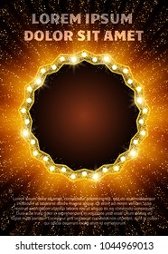 Poster Template with retro casino banner.  Design for presentation, concert, show. Vector illustration
