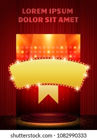  Poster Template with retro casino banner. Design for presentation, concert, show. Vector illustration