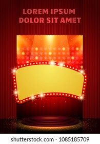  Poster Template with retro casino banner. Design for presentation, concert, show. Vector illustration
