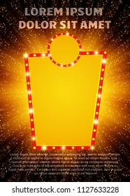Poster Template with retro casino banner. Design for presentation, concert, show. Vector illustration