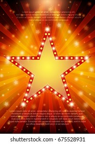 Poster Template with retro casino banner.  Design for presentation, concert, show. Vector illustration