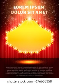 Poster Template with retro casino banner.  Design for presentation, concert, show. Vector illustration