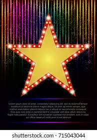 Poster Template with retro casino banner.  Design for presentation, concert, show. Vector illustration
