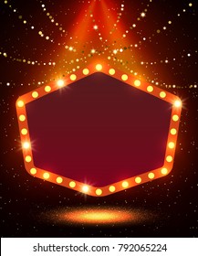 Poster Template with retro casino banner.  Design for presentation, concert, show. Vector illustration