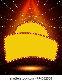 Poster Template with retro casino banner.  Design for presentation, concert, show. Vector illustration