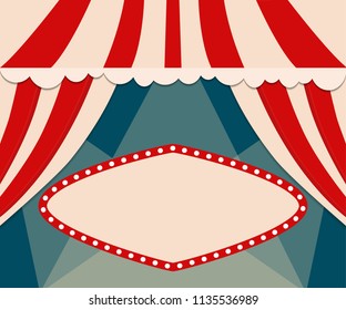 Poster Template with retro circus banner. Design for presentation, concert, show. Vector illustration