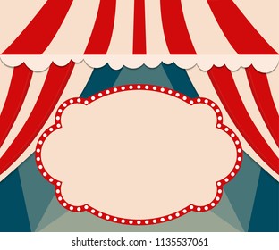 Poster Template with retro circus banner. Design for presentation, concert, show. Vector illustration