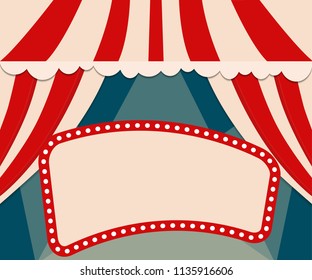 Poster Template with retro circus banner. Design for presentation, concert, show. Vector illustration