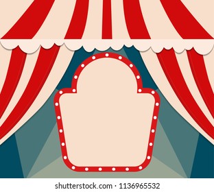 Poster Template with retro circus banner. Design for presentation, concert, show. Vector illustration