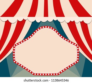 Poster Template with retro circus banner. Design for presentation, concert, show. Vector illustration