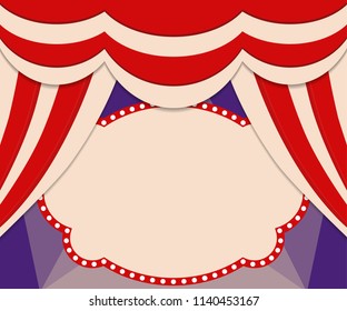 Poster Template with retro circus banner. Design for presentation, concert, show. Vector illustration