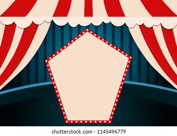 Poster Template with retro circus banner. Design for presentation, concert, show. Vector illustration