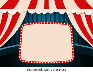 Poster Template with retro circus banner. Design for presentation, concert, show. Vector illustration