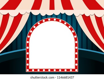 Poster Template with retro circus banner. Design for presentation, concert, show. Vector illustration