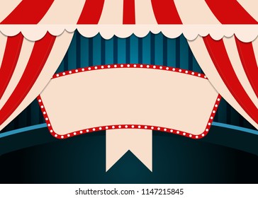 Poster Template with retro circus banner. Design for presentation, concert, show. Vector illustration