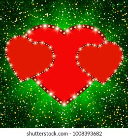 Poster Template with retro heart banner. Design for presentation, concert, show. Vector illustration