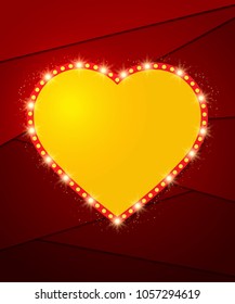 Poster Template with retro heart banner. Design for presentation, concert, show. Vector illustration