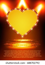 Poster Template with retro heart banner.  Design for presentation, concert, show. Vector illustration