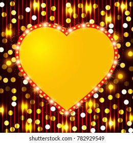 Poster Template with retro heart banner. Design for presentation, concert, show. Vector illustration