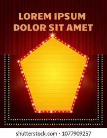  Poster Template with retro shine banner. Design for presentation, concert, show. Vector illustration