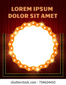  Poster Template with retro shine banner.  Design for presentation, concert, show. Vector illustration