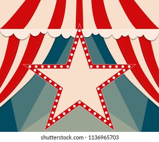 Poster Template with retro star circus banner. Design for presentation, concert, show. Vector illustration