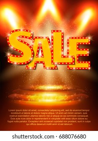 Poster Template with sale banner.  Design for presentation, concert, show. Vector illustration