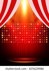 Poster Template with scene and spotlights. Design for presentation, banner, concert, show. Vector illustration