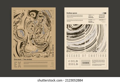 Poster template set for event or exhibition. Flyer design. Aesthetic layout invitation. Abstract  orange blue yellow background collection. Vector modern artwork