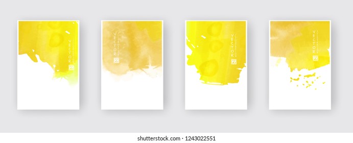 Poster template set. Hand drawn Watercolor stain background collection. Ink Abstract background for mobile wallpaper, card, brochure, banner, web design. Abstract vector illustration.