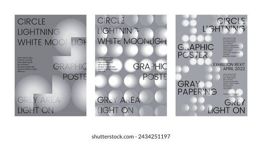 Poster template set white light concept gray background lamp lighting spotlight modern unique simple minimal style flyer graphic design white gradient circle pattern grey backdrop leaflet