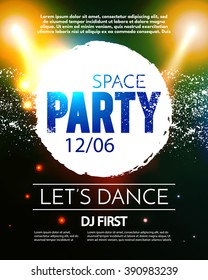 Poster Template with Shining Lights. Music, Concert, Party, Presentation, Business, Advertising & Sport Design. Vector illustration