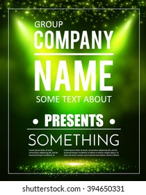 Poster Template with Shining Lights. Music, Concert, Party, Presentation, Business, Advertising & Sport Design. Vector illustration