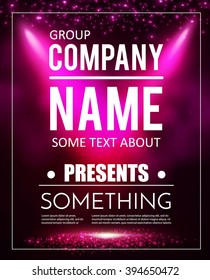 Poster Template with Shining Lights. Music, Concert, Party, Presentation, Business, Advertising & Sport Design. Vector illustration
