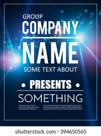 Poster Template with Shining Lights. Music, Concert, Party, Presentation, Business, Advertising & Sport Design. Vector illustration