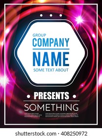 Poster Template with Shining Lights. Music, Concert, Party, Presentation, Business, Advertising & Sport Design. Vector illustration