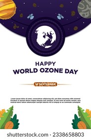 Poster Template Simple Concept Vector World Ozone Day With Plant Illustration