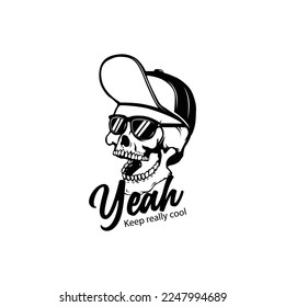 Poster template with skull. Design element for poster, flyer, card, banner. Vector illustration